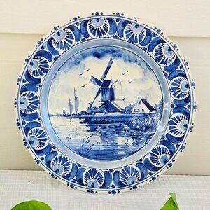 3/$75🥳 Vintage Mid Century Delft Blue Decorative Wall Plate